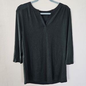 41 Hawthorn knit mixed media‎ 3/4 sleeve top hunter green size medium
